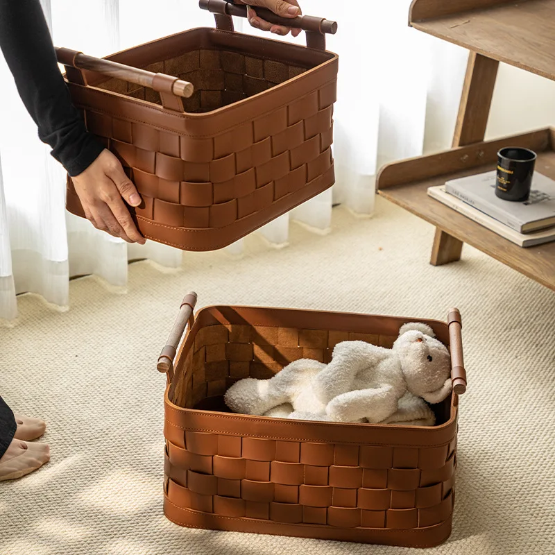 Italian hand-woven storage basket, high-end storage box, sundries, dirty clothes basket, cloakroom, light luxury high-end