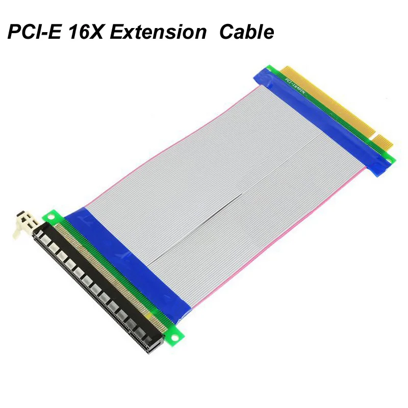 20CM PCI-E 16X to 16X Riser Card PCIe X16 Extender Flex Flexible Ribbon Extension Cable   Adapter for Graphics Card Machine