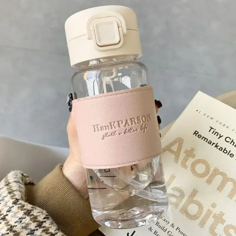 500 مللي زجاجة مياه مبتكرة مع القش مانعة للتسرب لطيف زجاجة شرب بلاستيكية Kawaii الحليب القهوة الشاي كوب عصير درينكوير