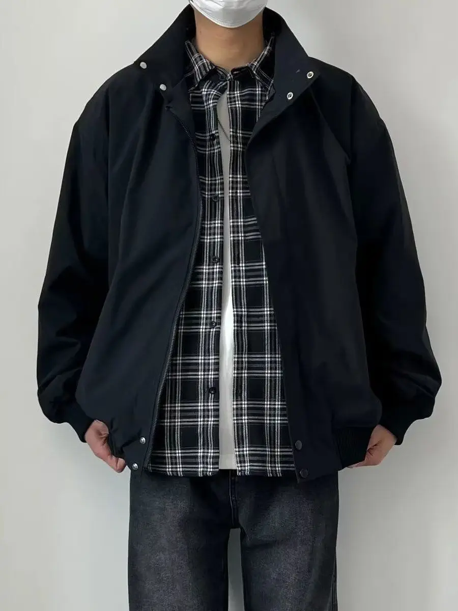 

American Retro Pilot Jaet Men's Spring Autumn Casual Loose Versatile Workwear Outerwear Stand Fit Long Sve Youth Faion