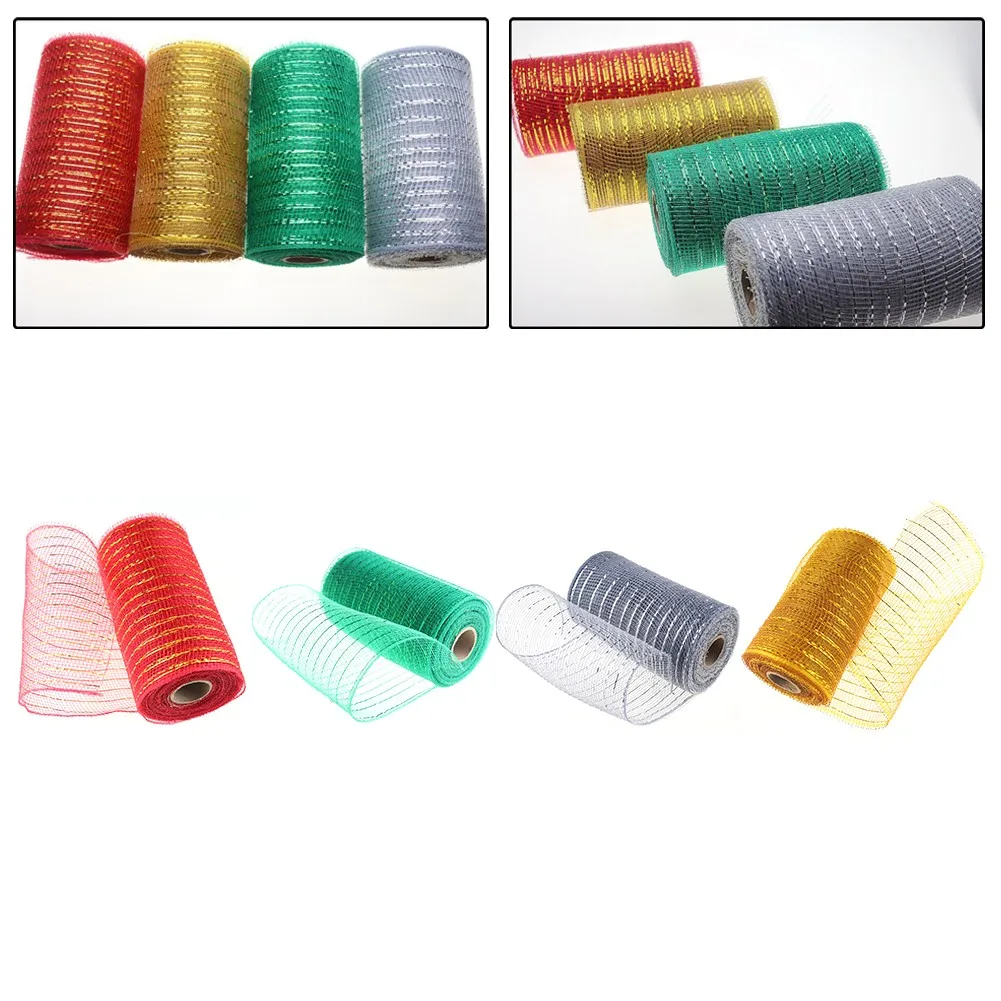 梱包ネット 10ヤード 15cm x 10ヤードのデコメッシュロールでクラフトを次のレベルへ 4つの魅惑的なカラー