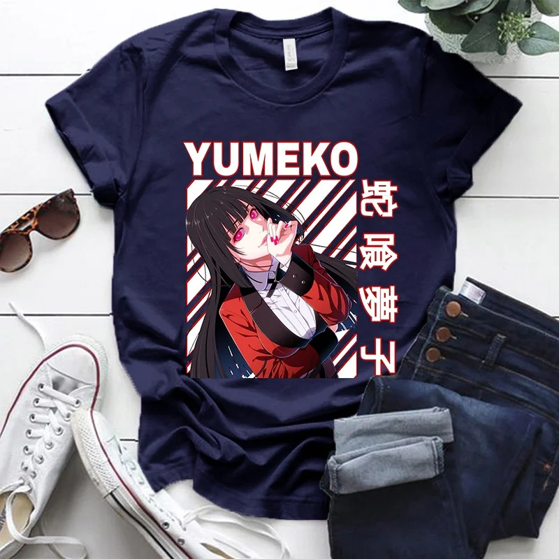 New Print Yumeko Graphic Top Men's Women's Fashion Cool Summer Crew Neck T-Shirt Casual Loose Short Sleeve