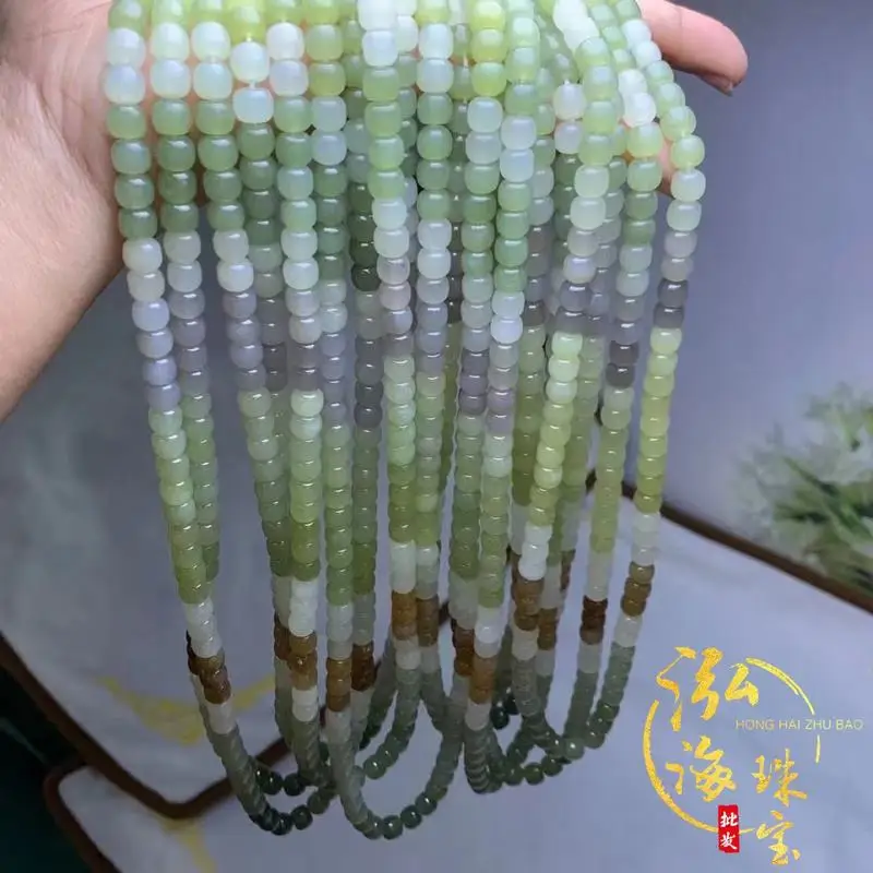 Natural Hetian Jade Qinghai Material Multi-Treasure 6X7Mm 108 Old-Style Beads, Fine And Smooth