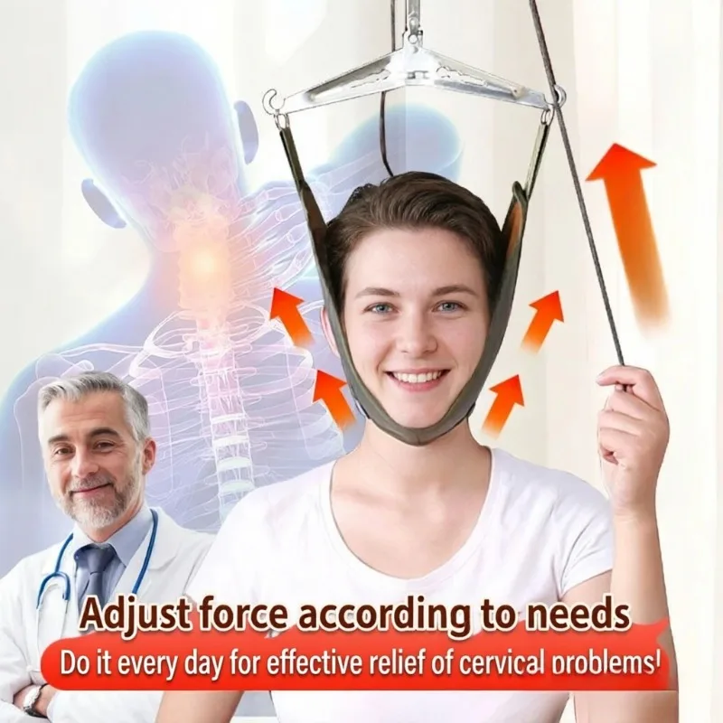 

Neck Traction Kit Over Door Hanging Home Use Cervical Stretcher Belt Pain Relief Adjustable Harness Portable Soft Orthosis