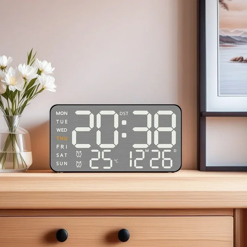 

Цифровые настенные часы с голосовым управлением, TEMP, дата, неделя 2, будильник, настольные часы с DST, 5 уровней регулировки яркости, светодиодные часы 12/24 часа