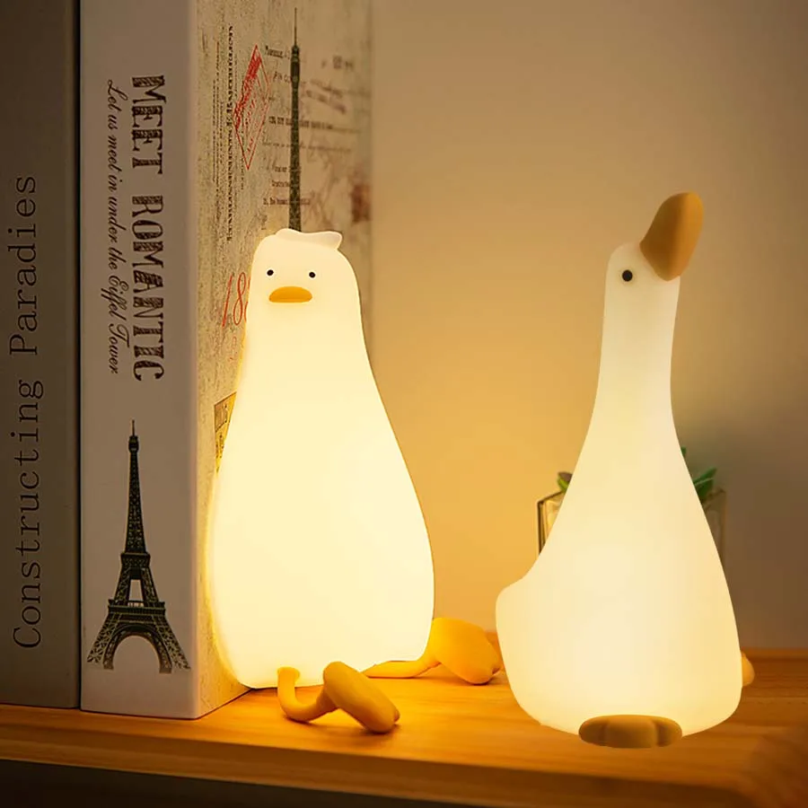 Duck Table Lamp Led Night Light Cute Gift Desk Bedroom Decoration for Bedside Sleeping Nursery Baby Room Birthday Rechargeable