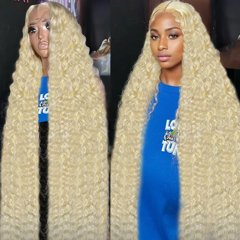 613 Blonde Lace Front Wig 13X6 Hd Lace Frontal Wig Curly Lace Front Human Hair Wig 13X4 Deep Wave Frontal Wigs For Women 30 INCH