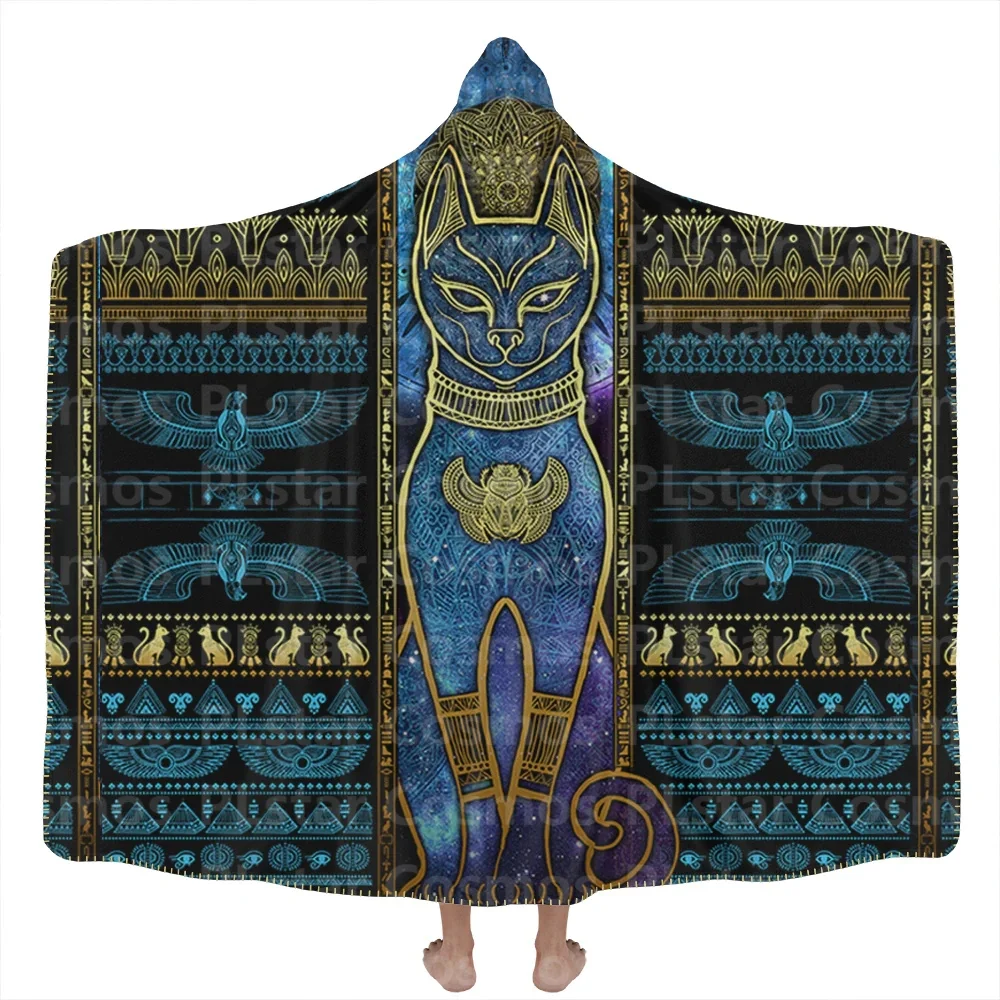 

Bastet Hooded Blanket 3D All Over Printed Wearable Blanket for Men and Women Adults Kids Fleece Blanket