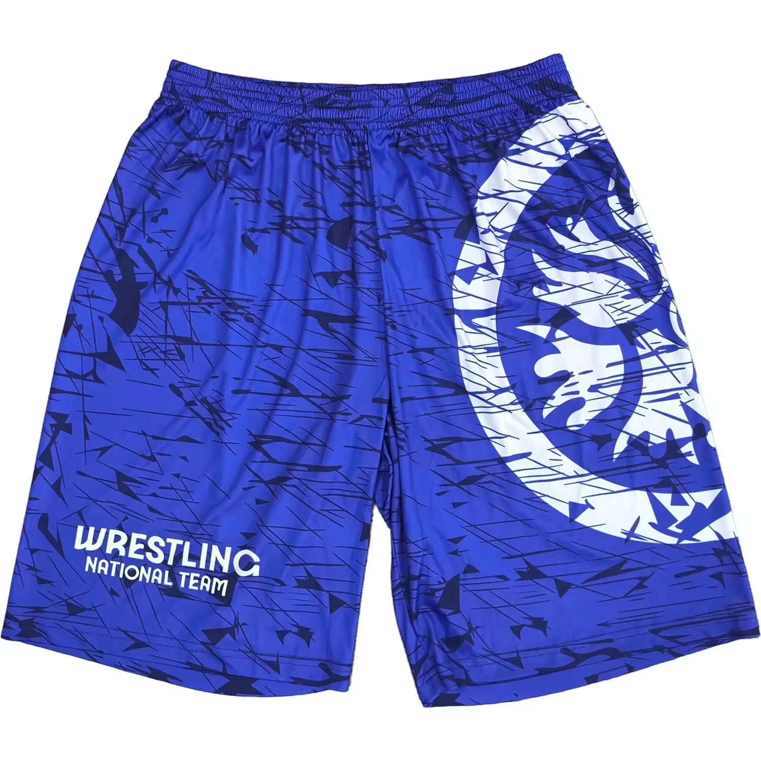 Kinder Schnelltrocknende Atmungsaktive Wrestling-Shorts Weiß-Gold-Druck für Athletiktraining Boxen MMA United World Wrestling – Detail 9