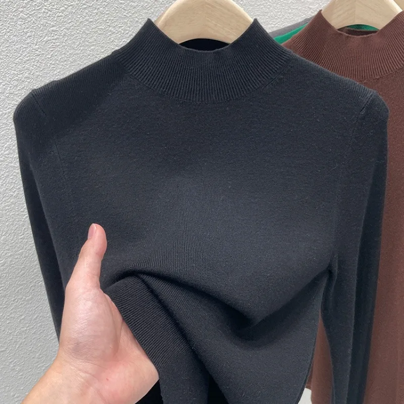 AOSSVIAO, Otoño Invierno 2025, jerséis de cuello alto a la moda para mujer, suéter ajustado para mujer, jerséis suaves tejidos de Color sólido para mujer