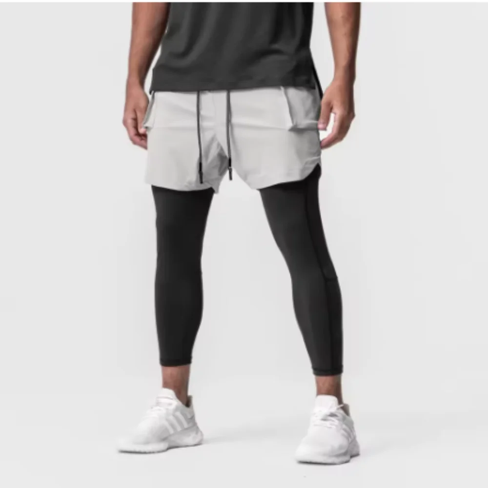 2025 Estate Nuovi uomini pantaloni corti Pantaloncini 2 in 1 Pantaloncini casual Jogger da strada Allenamento fitness Pantaloncini da uomo da corsa traspiranti ad asciugatura rapida