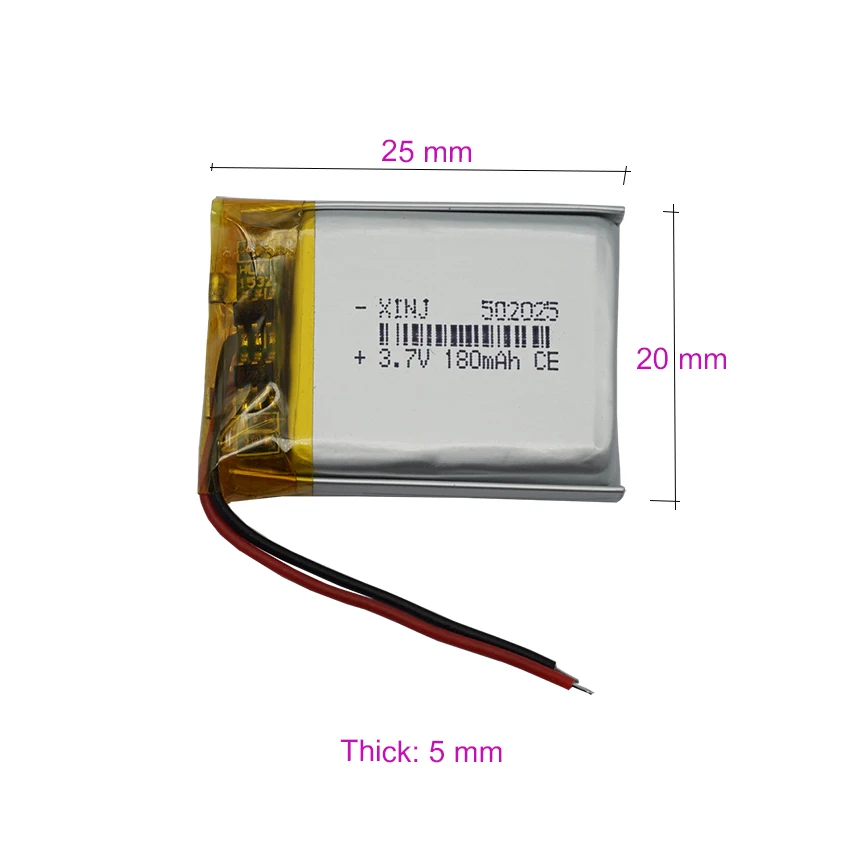 3.7v 180mah 0.666Wh Li-polymer Li Lithium Battery 502025 Thermistor Repair Bluetooth Speaker Headphones Headset GSP
