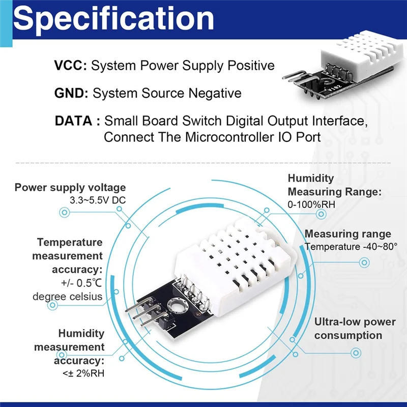BNVN-6 Set Temperature Humidity Sensor Module Digital Temperature Humidity Sensor 3.3V-5V With Wires
