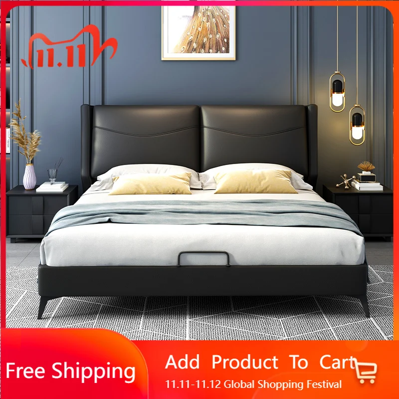 

Modern Comfortable Bed Designer Simple High Quality Light Luxury Leather Bed Aesthetics Romantic Letto Matrimoniale Furniture