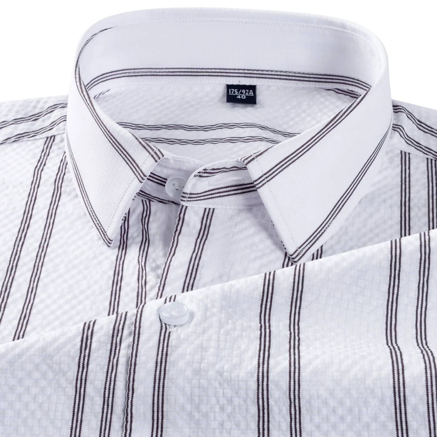Fashion Seersucker Plaid Short Sleeve Shirts Fashion Korean Popular Clothes Summer for Man Slim Fit Stripe Casual Plain Shirt