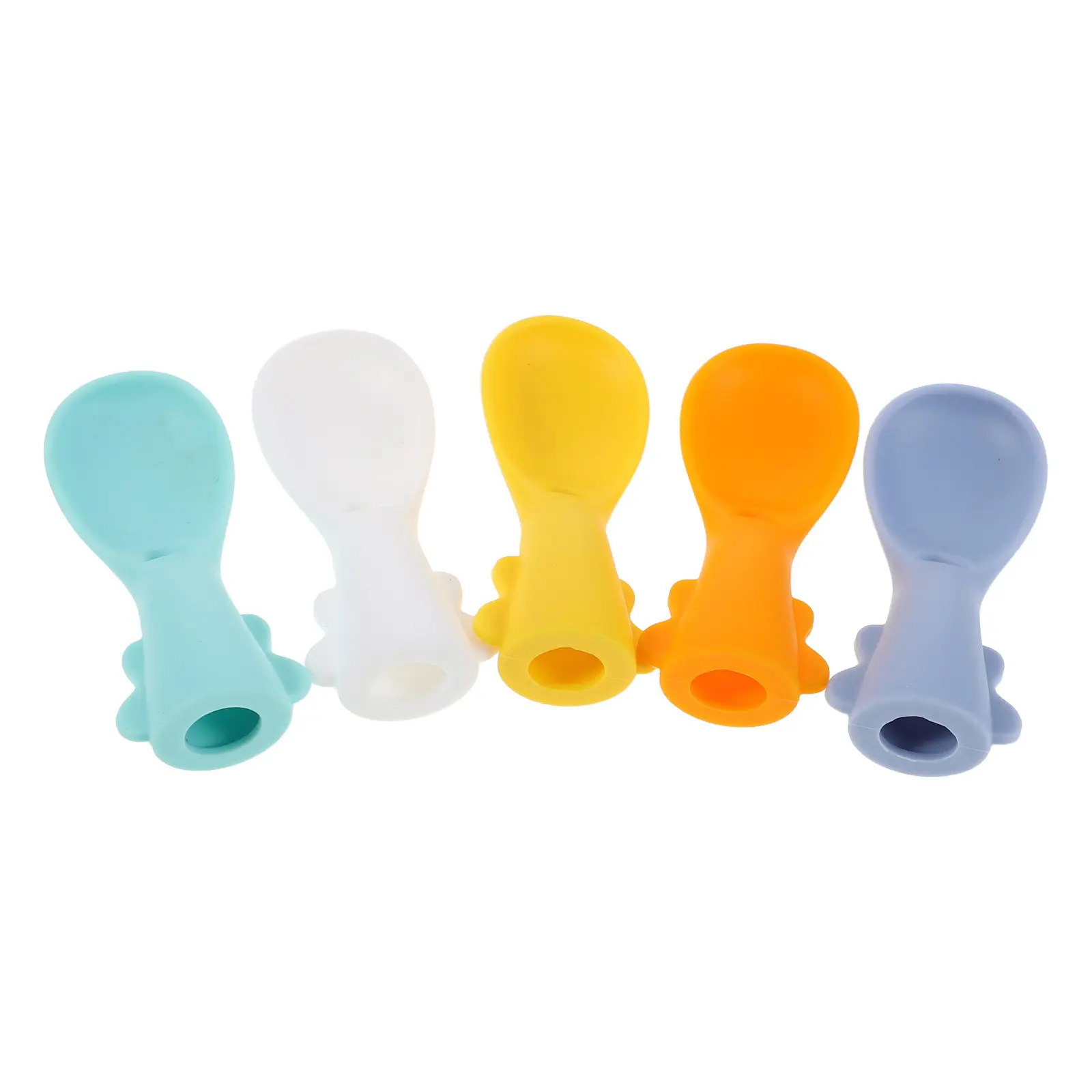 

5Pcs Premium Silicone Baby Pouch Spoon Set Squeeze Feeding Spoons for Purees Fruit Blends One-Handed Use Sterilizable Heat