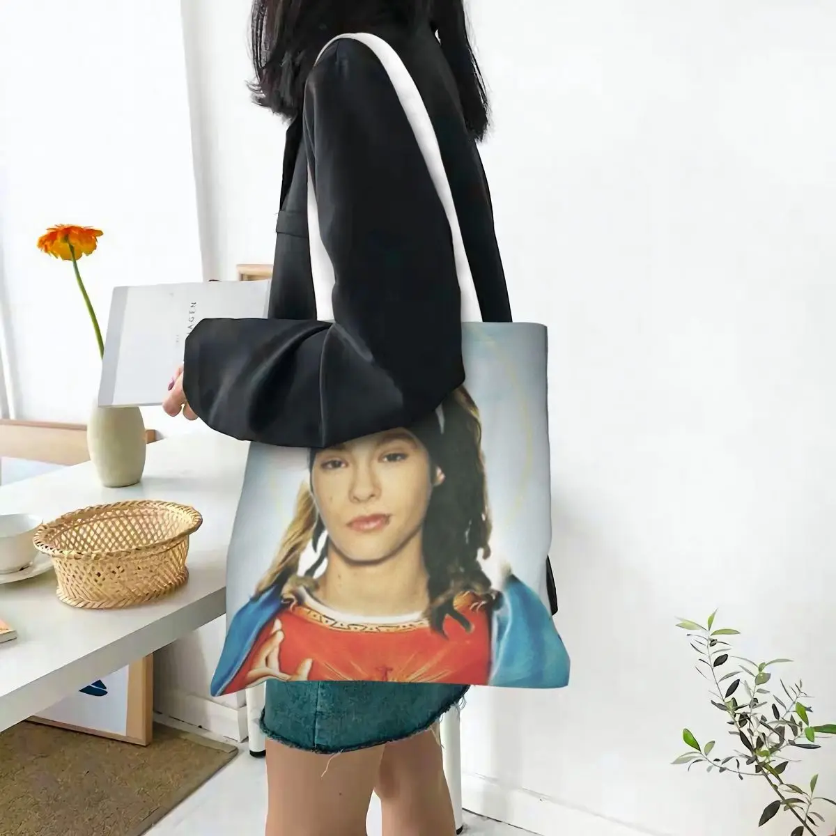 Tokio Hotel Tom Kaulitz Music Band Shopping Bags Canvas The Tote Bag Folding for Women Shoulder Tote Travel Handbag