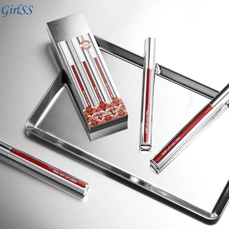 3 pezzi Creative peeling Off Lip Liner Set con cosmetico per labbra con finitura opaca impermeabile per definizione delle