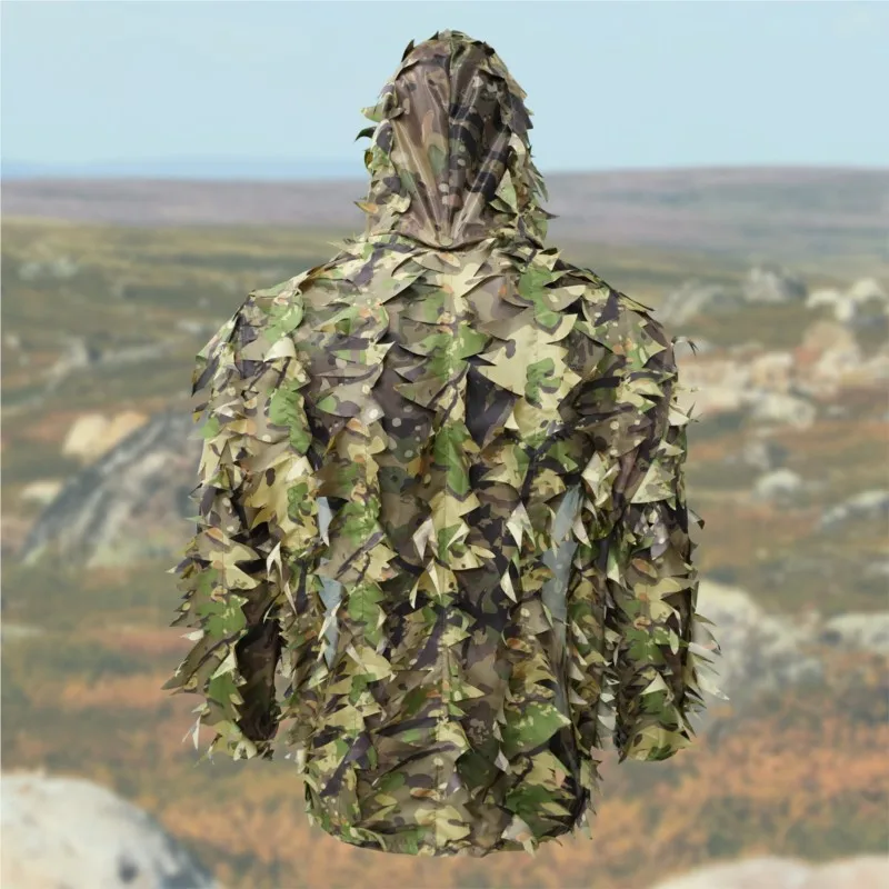Tactical Ghillie Suit Breathable Cloak With Hat Hunting 3D Leafy Sniper Coat for Outdoor Wargame Hunting CS