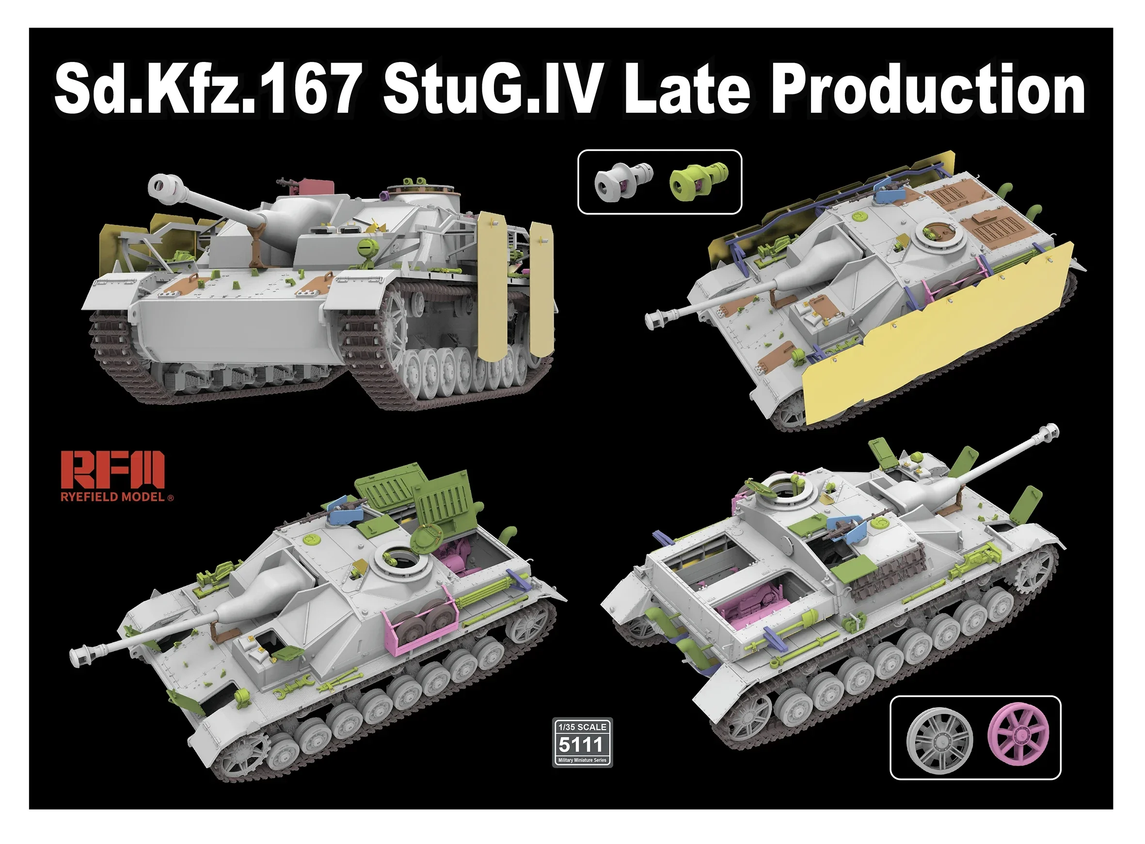 Ryefield model  1/35 diy   RM-5111 Sd. Kfz.167 StuG. IV Late Production with engine and movable track -Scale Model Kit