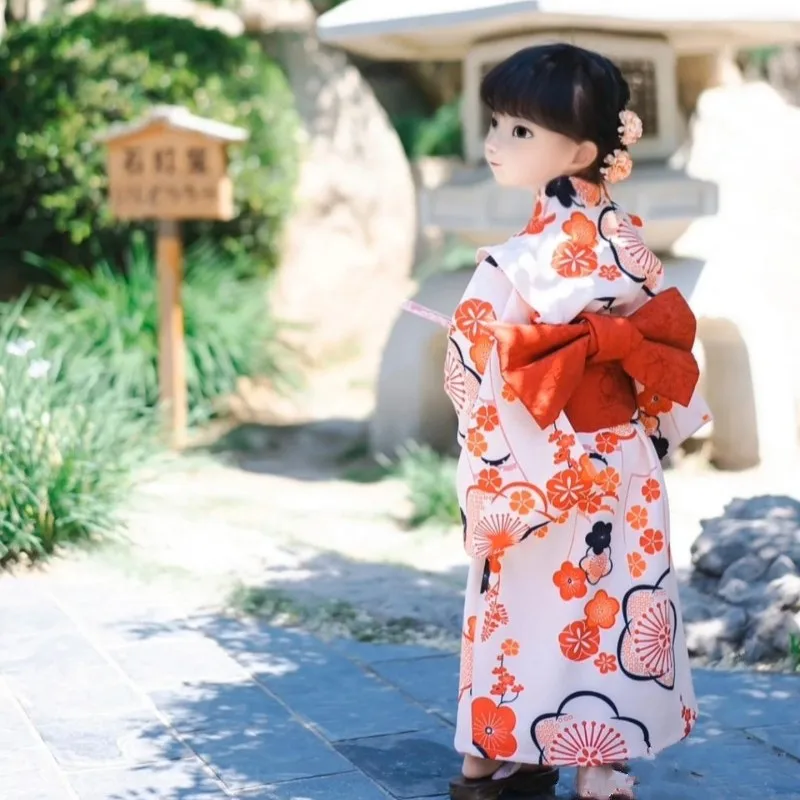 2026 Japanese Children's Kimono Yukata Girls' Printed Kimono Dress Student Performance Costume Photography Costume Props LI678