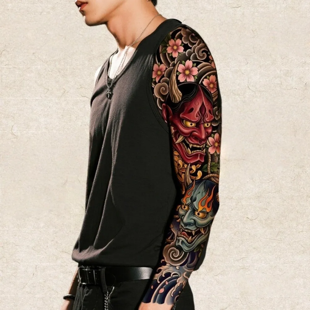 

Japanese Demons Arm Sleeve Tattoo Sticker Geisha Flower Japanese Style Temporary Tattoos Koi Fish Dragon Water Transfer Tattoo