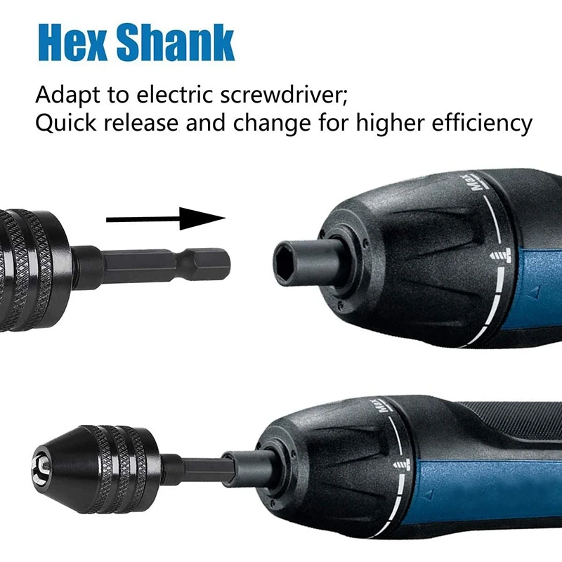 2Pcs Hex Shank Keyless Drill Chuck, Screwdriver Converter Drill Adapter Quick Change Drill Bits Tool(0.6-8mm, 0.3-3.6mm)