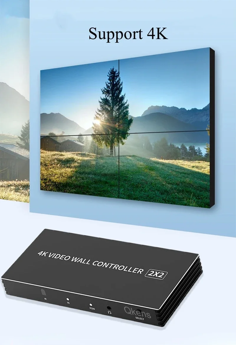 

4K 2x2 HDMI Video Wall Controller TV Wall Processor with Audio 1080P 60Hz 1x2 1x4 1x3 2x1 3x1 TV Splicing Box 180 Degree Rotate