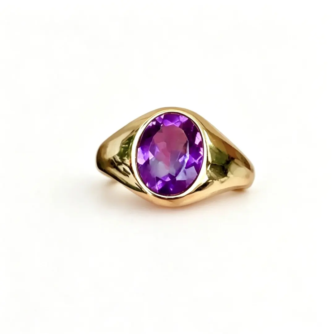 Classic Gemstone Ring for Office Woman 8mm*10mm Natural VVS Grade Amethyst Ring Dazzling 925 Silver Amethyst Jewelry