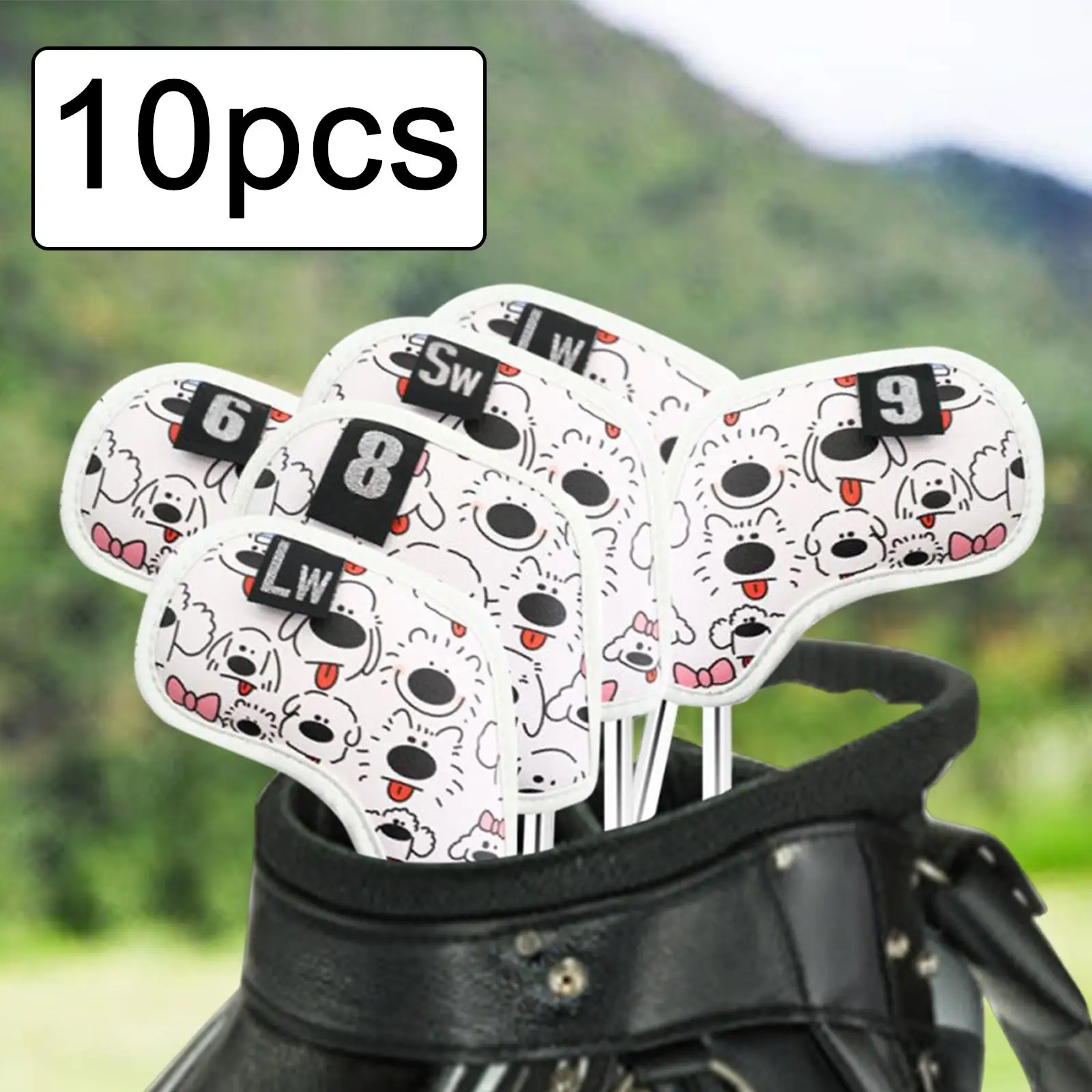 

10Pcs Golf Iron Head Covers Golf Protection Puppy Pattern Supplies Accessories Club Headcover for Games Training Outdoor Sports