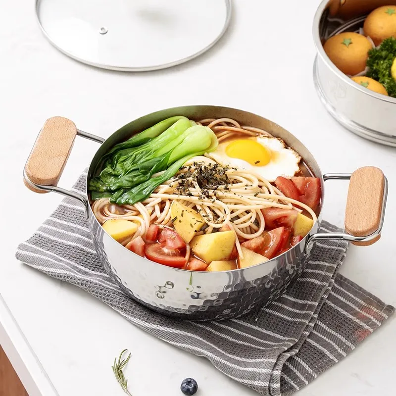 

Снежная кастрюля с двойной ручкой из нержавеющей стали и крышкой, кастрюля с антипригарным покрытием для домашней кухни, приготовления на пару, совместимая с индукционной плитой