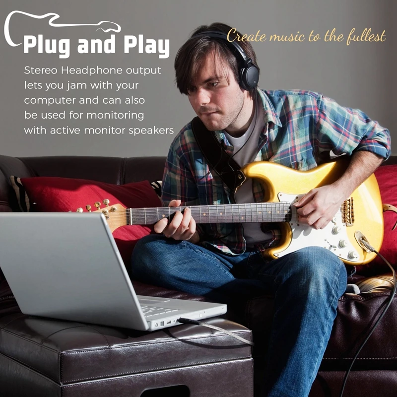 كابل ربط الغيتار إلى واجهة USB ، محول ، ماك ، كمبيوتر شخصي ، تسجيل CD ، استوديو ، كمبيوتر محمول