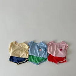 Conjunto de ropa sin mangas para bebé, chaleco con estampado de frutas y pantalones cortos, traje de 2 piezas, trajes de algodón para bebé de 0 a 24 meses, novedad de verano 2024