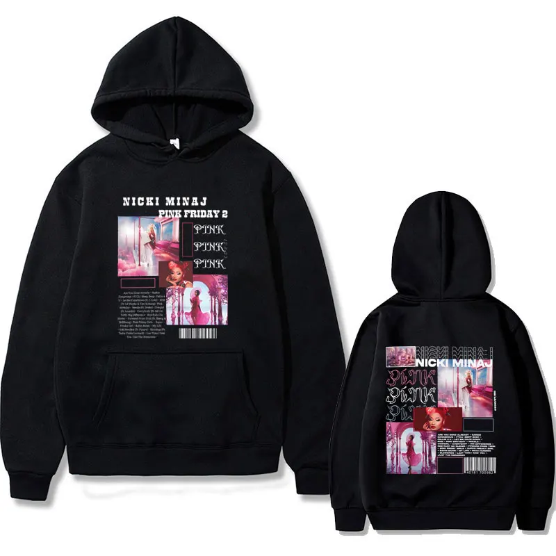 

90s Rapper Nicki Minaj Pink Friday 2 Album Print Hoodie Male Hip Hop Oversized Sweatshirt Men Women's Fashion Vintage Hoodies