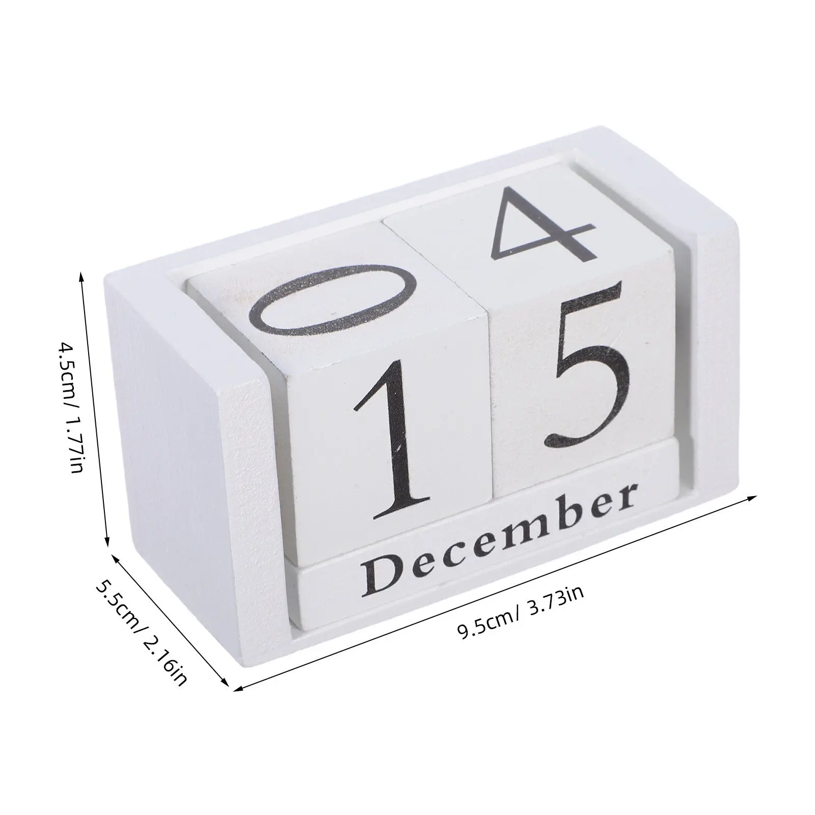 Wooden Block Perpetual Calendar Vintage Desk Calendar with Month Day Adjustment Reusable Stable Material Chic Home Office