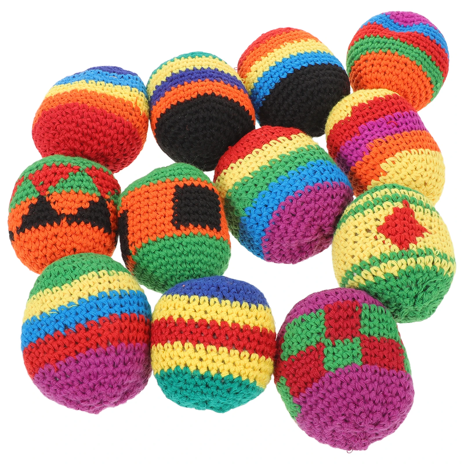 12 Uds. Bolsa de arena tejida a mano, bolas artesanales, juguetes hechos a mano para niños pequeños, bolsas para lanzar hilo para niños