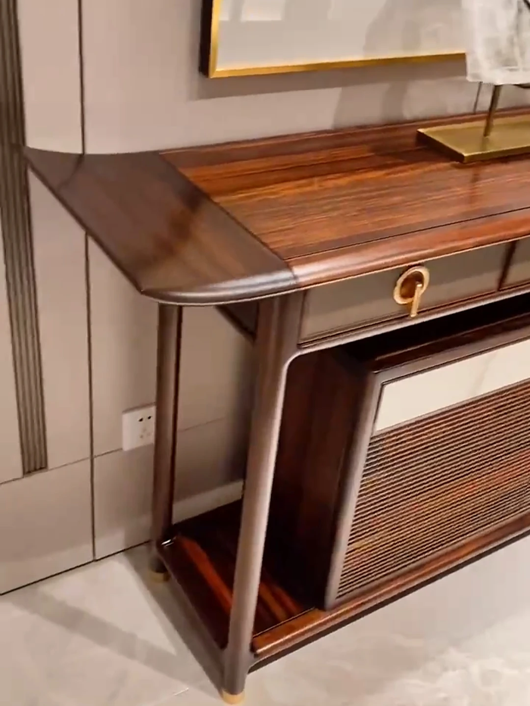 طاولة قهوة من خشب الأبنوس الصلب، درج جداري جديد على الطراز الصيني، بسيط وخفيف الوزن