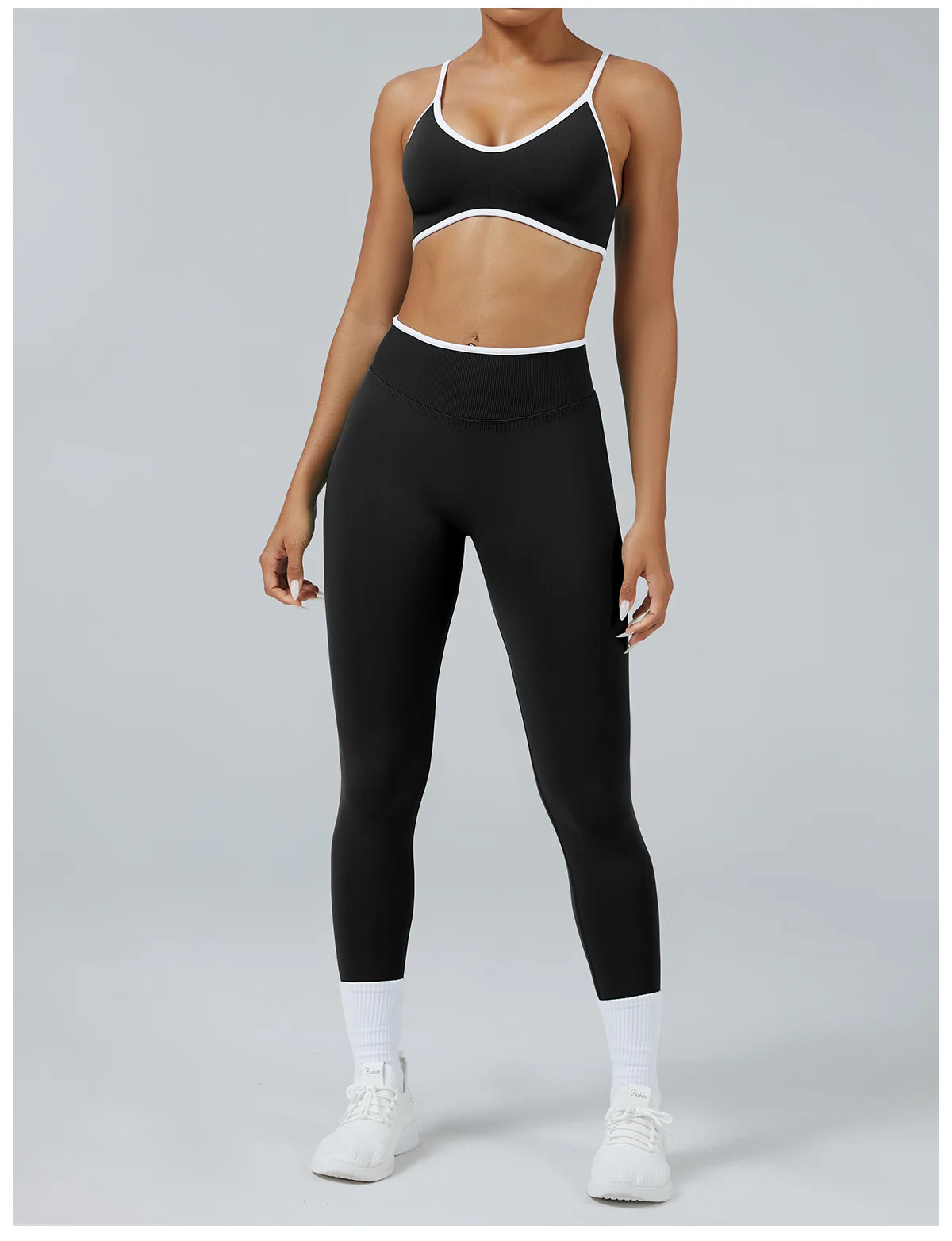 Women's Color Block Seamless High-Stretch Yoga Set, Butt Lifting Yoga Pants, Breathable Quick-Dry Active Workout Outfit image 3