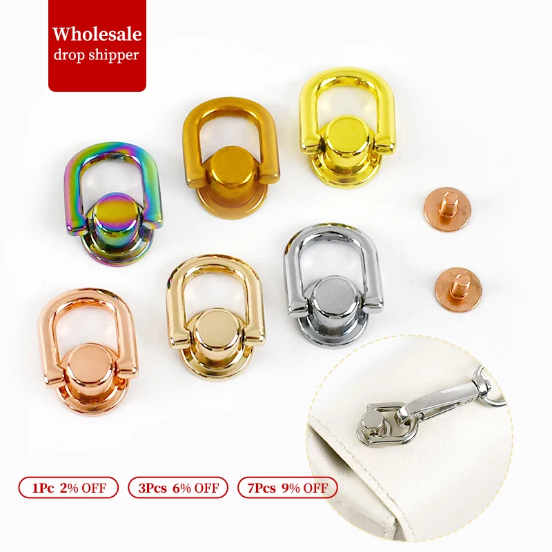 20Pcs 10mm Metal Carabiner Bag Rivet Buckle Chain O D Ring Hook Strap Side Clip Screw Nail Rings Connector Clasp Accessory