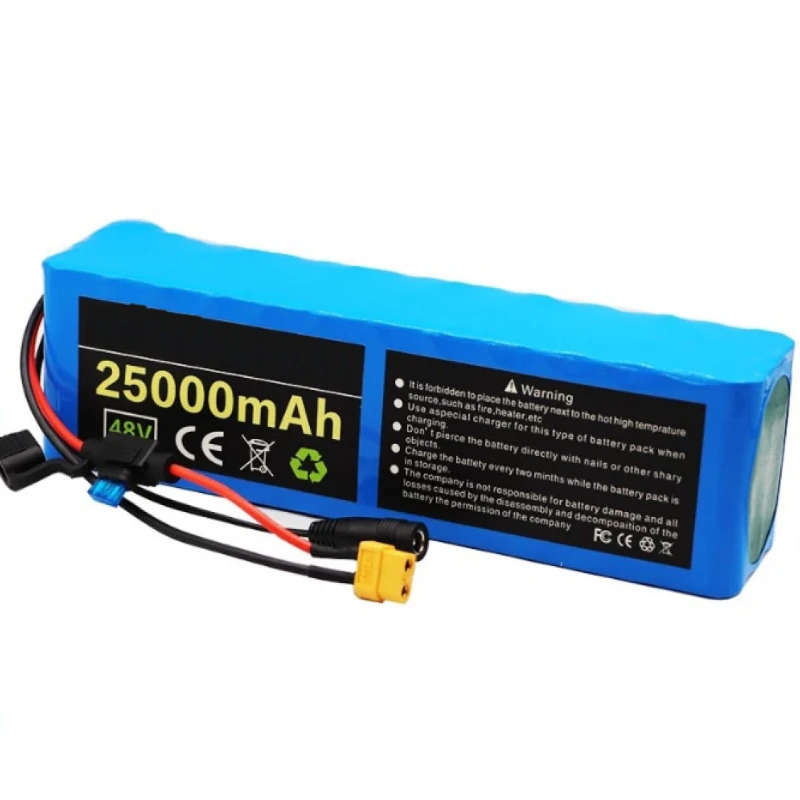 For New Lithium-ion Battery 48v 25Ah 13S3P BMS Electric Bicycle XT60+DCPlug