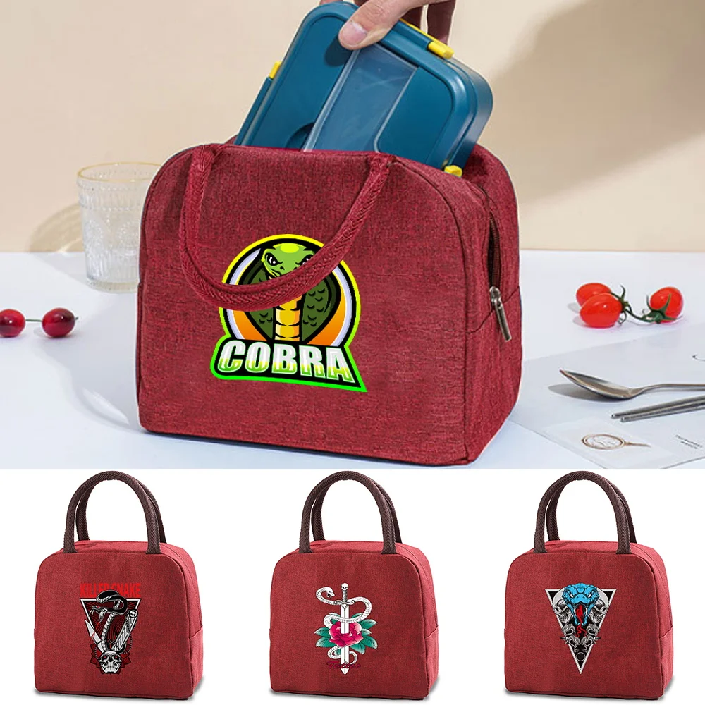 

Cobra Pattern Insulated Lunch Bag Insulated Refrigerated Bag Cold Food Beverage Box Dinner Large Square Refrigerated Bag