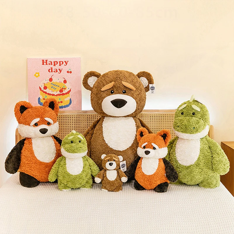 

Кавайный мягкий динозавр, енот, медведь, плюшевая игрушка для детей, мягкая приятная кукла, подарок на день рождения, Рождество, мягкая подушка с животными для детей
