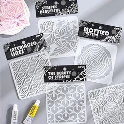 6pcs.set Texture Series Furniture Stencil Wave Leaf Striped Stencils for Painting and Decor Retro Simplicity Stencil Templates