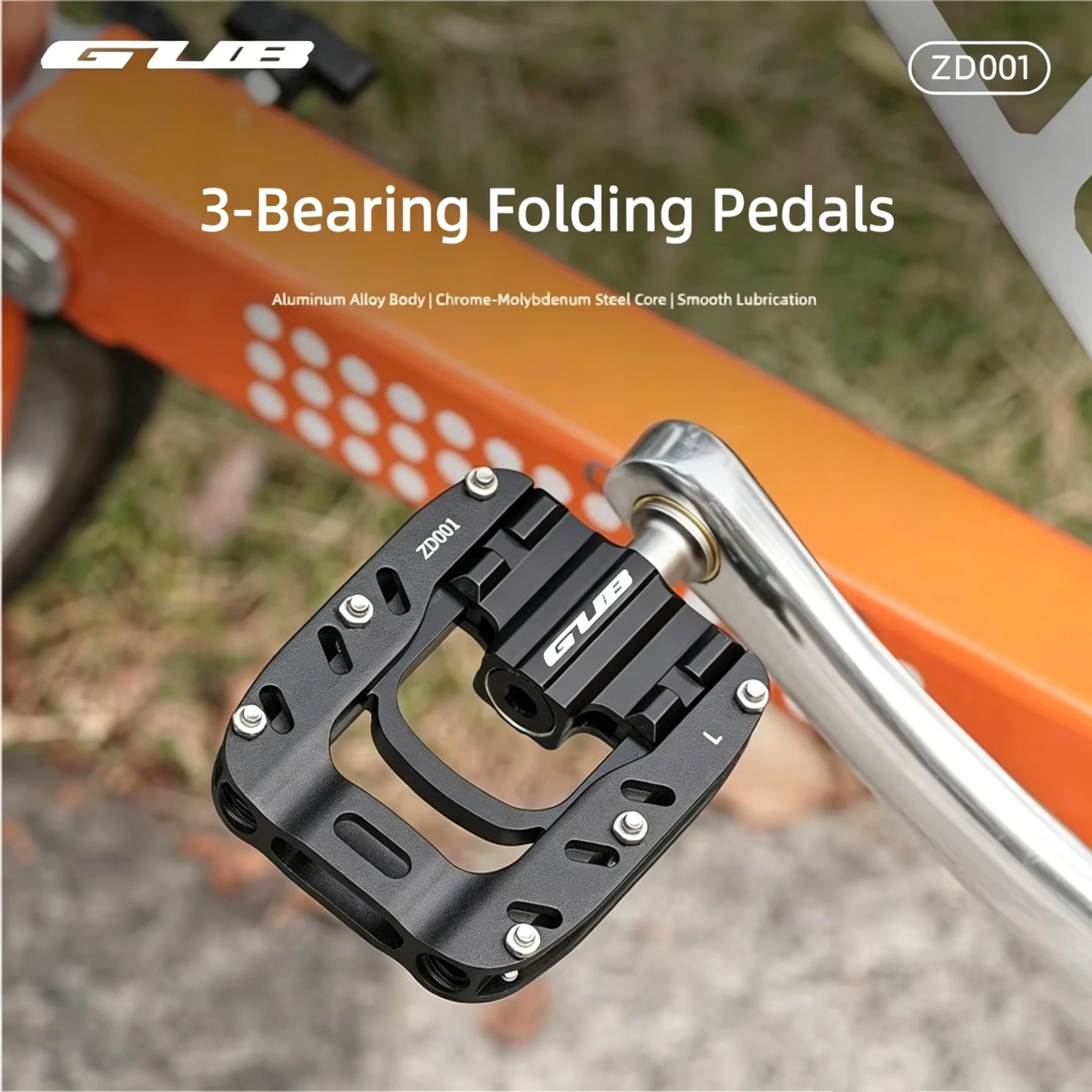 GUB ZD001 Dreifachgelagerte Klappbare Pedale aus Aluminiumlegierung für MTB und Rennräder, Rutschfeste Fahrradzubehörteile