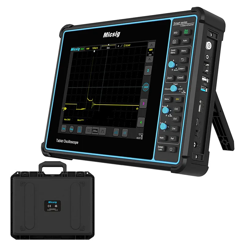 

Automotive Oscilloscope 100MHz 4 Channels 1GSa/S Digital Tablet Portable Oscilloscope with Suitcase