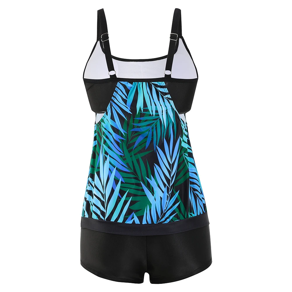 Verão feminino camisola tankini-estilo boxer único maiô na moda impressão sexy conjunto de biquíni maiô de duas peças S-6XL