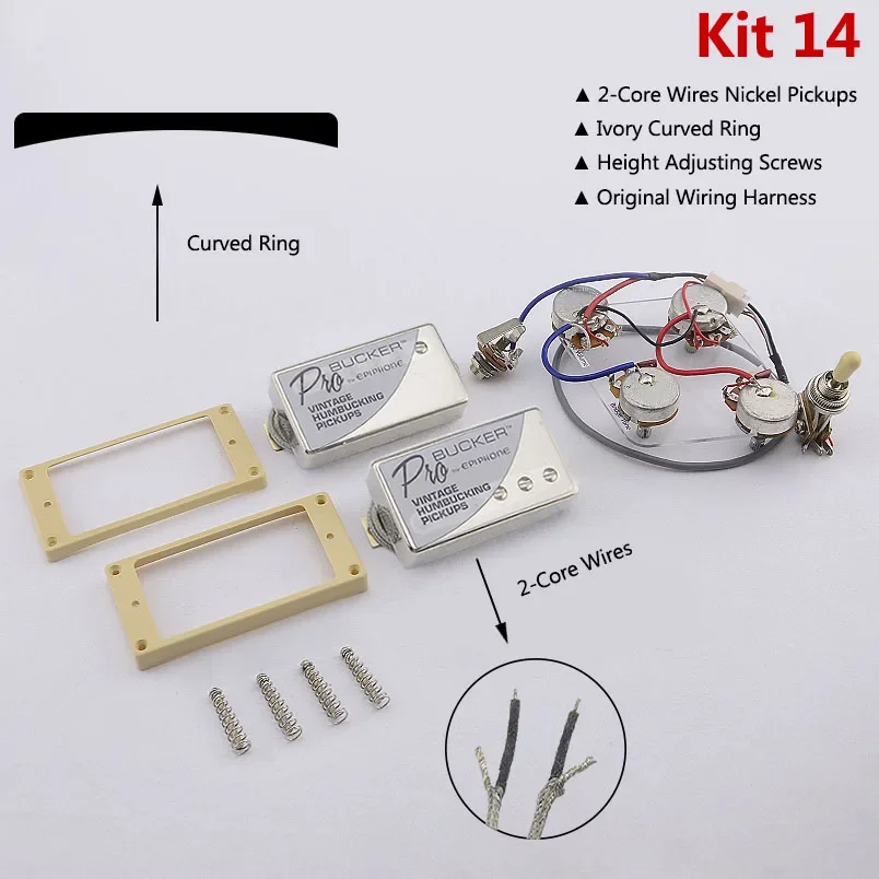 1 set originele echte Epi Standard PRO elektrische gitaar Alnico humbucker pick-up nikkel / gouden cover - afbeelding 1