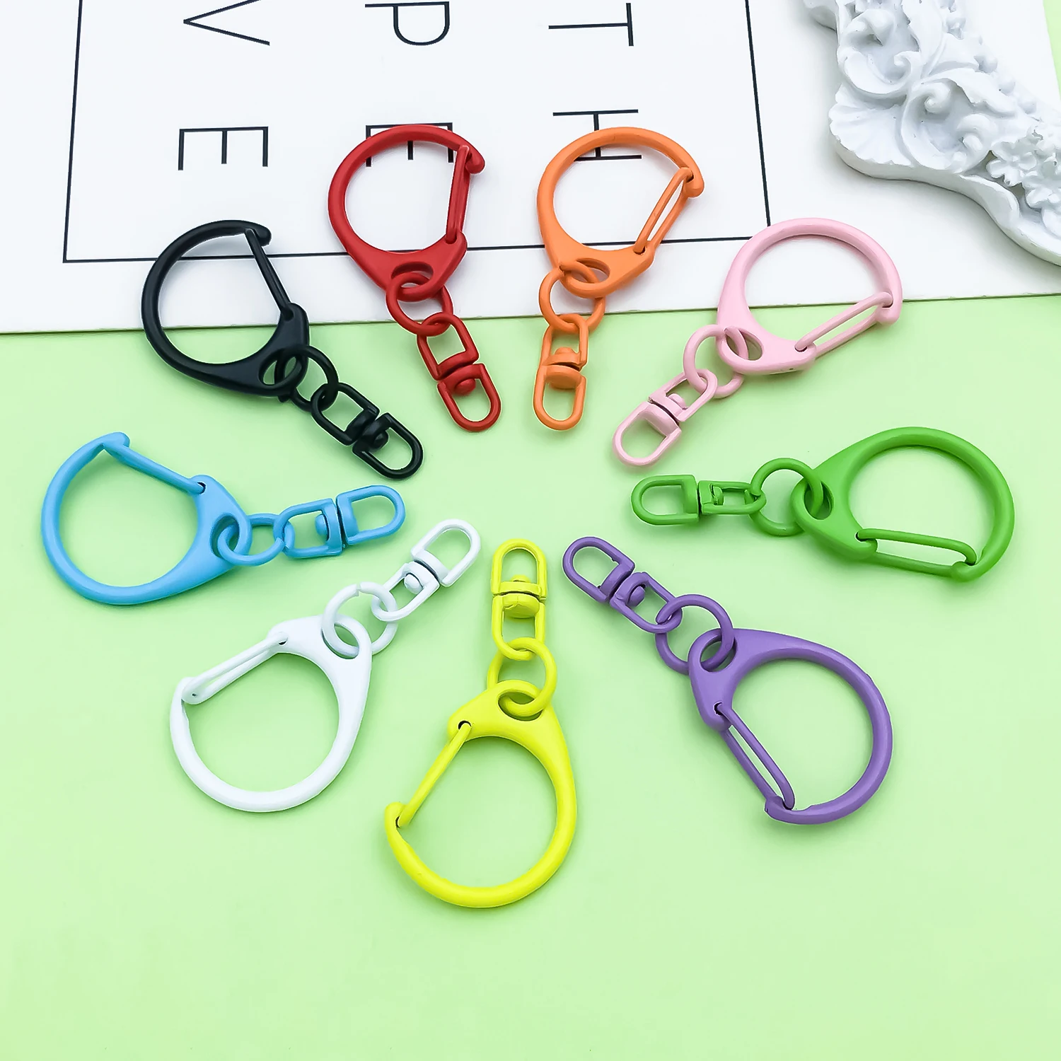 20pcs 18x41mm Alloy Colorful D-shaped Buckle With 8-shaped Keychain For DIY Key Ring Bag Decor DIY Jewelry Gift Accessories view 2