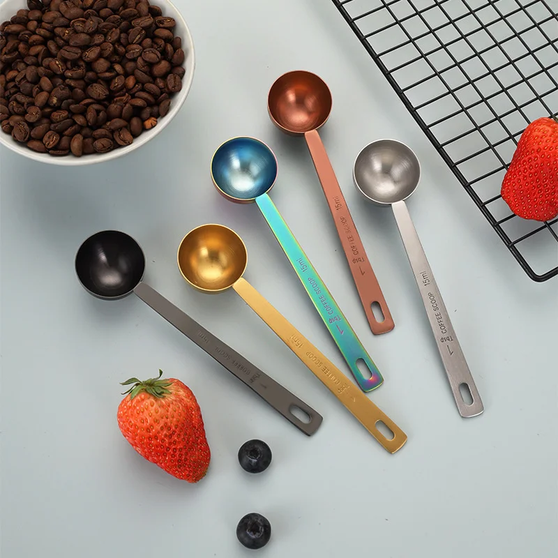 50PCS 304 Stainless Steel Quantitative Spoon Fruit Powder Spoon Milk Powder Spoon 15ml Quantity Spoon Baking Tool Coffee Bean