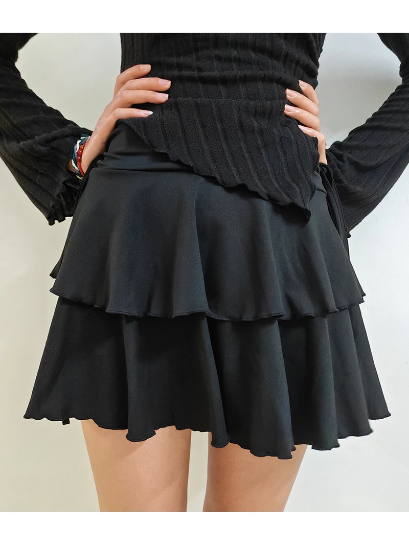 Y2k Neuer Einfarbiger Rock Damen Sommer Mode Outdoor Vielseitig Hohe Taille Schlanke Passform Elastische Taille Minirock Kurz – Detail 6